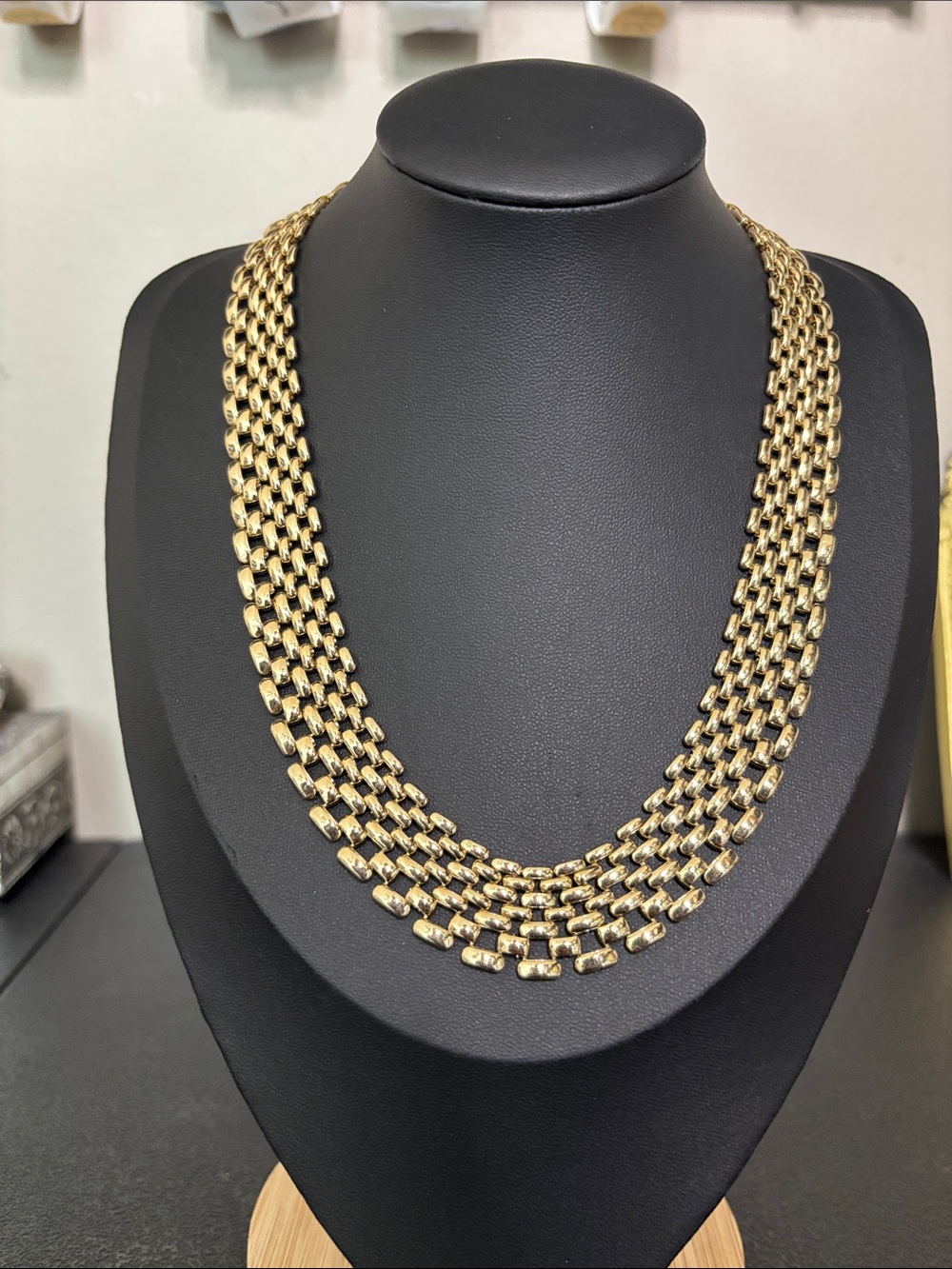 Elegant Gold Multi-Strand Chain Collar Statement Fashion Necklace